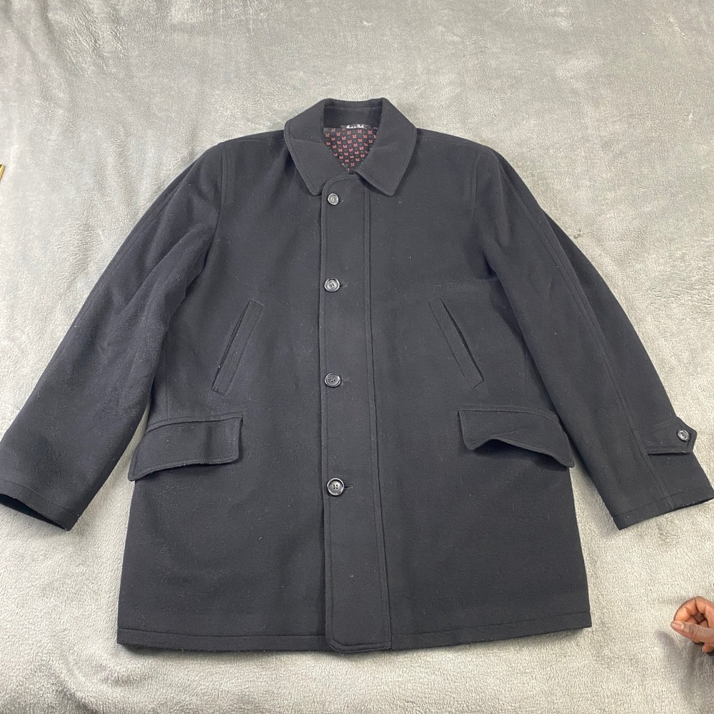 Tadon Confezioni Coat Mens 40 Black Wool Cashmere Nylon Rieti Italy Button Front